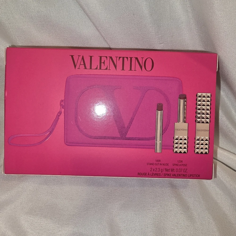 Valentino Pink Glitter V Logo Cosmetic Pouch